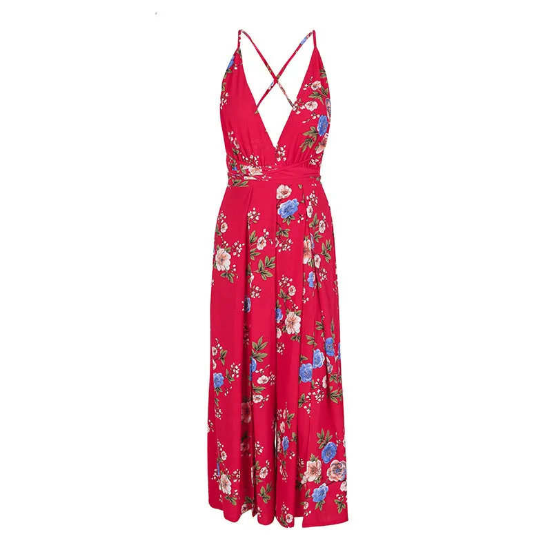 Women's V-Neck High Waist Jumpsuit