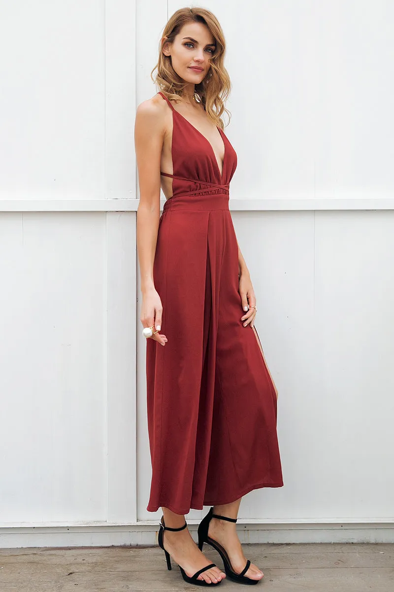 Women's V-Neck High Waist Jumpsuit
