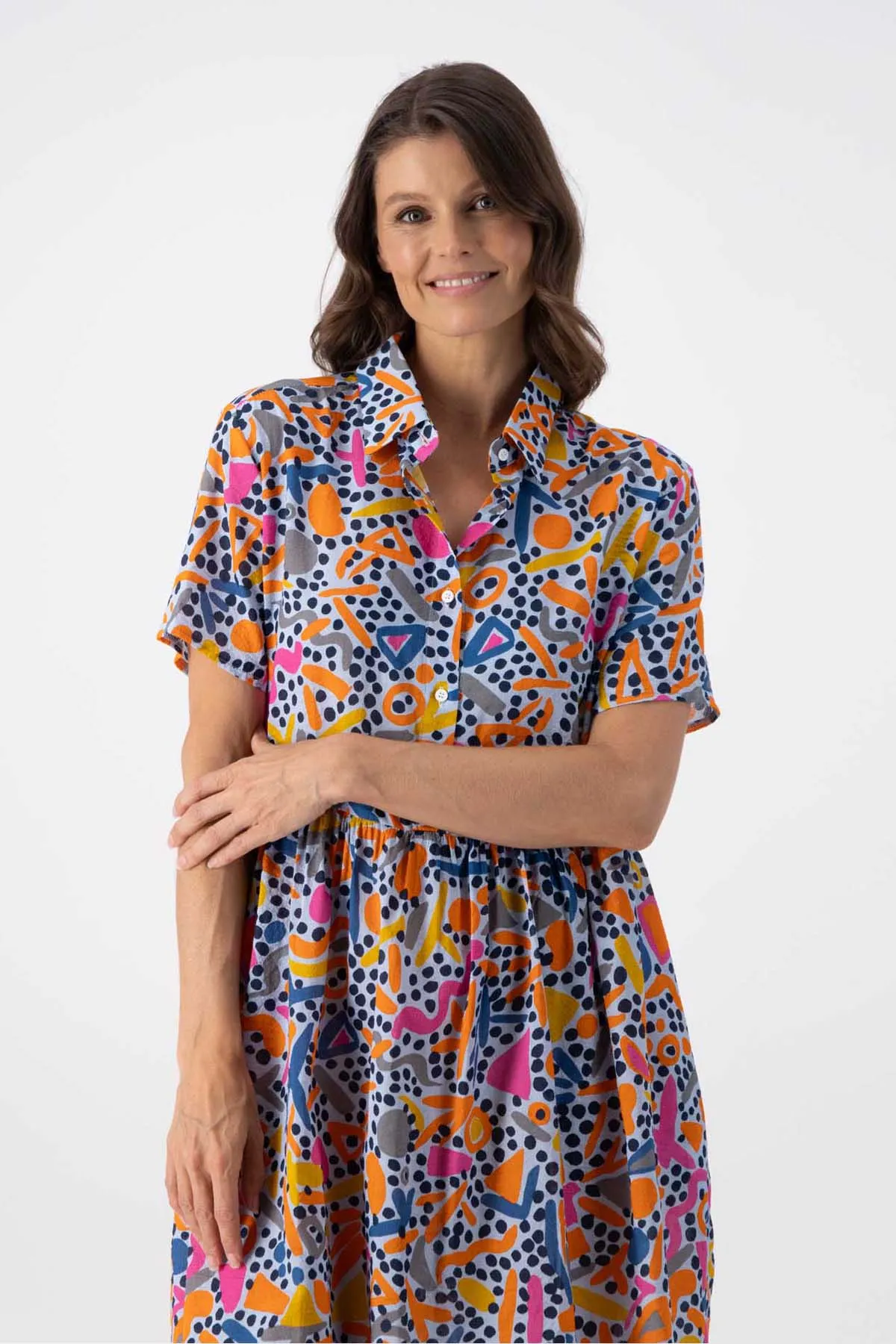 Wonderland Villa Dress Blue in Seersucker