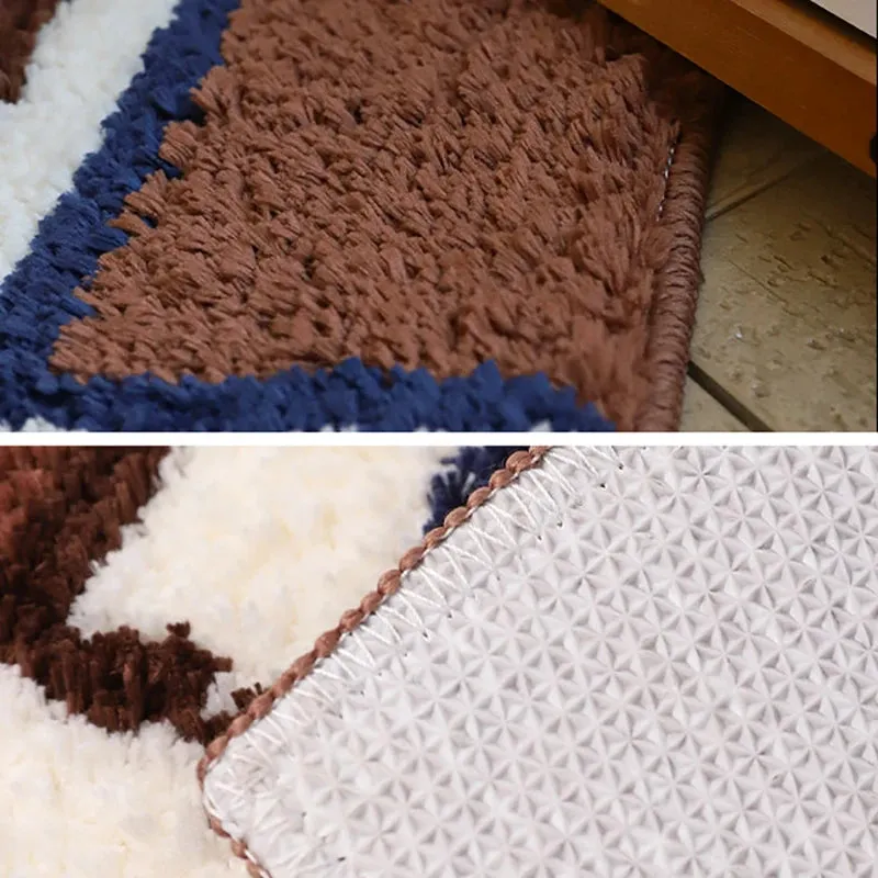 Yeknu Chic Maillard Tufting Grids Living Room Carpet Long Bedroom Mat Anti Slip Rug Floor Pad Doormat Aesthetic Home Decor 40x120cm