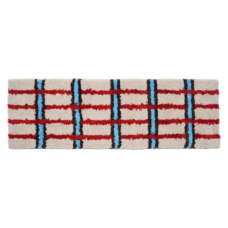Yeknu Chic Maillard Tufting Grids Living Room Carpet Long Bedroom Mat Anti Slip Rug Floor Pad Doormat Aesthetic Home Decor 40x120cm