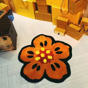 Yeknu Chic Tufting Floral Living Room Carpet Bright Begonia Bedroom Rug Area Floor Pad Anti Slip Mat Doormat Aesthetic Home Decor